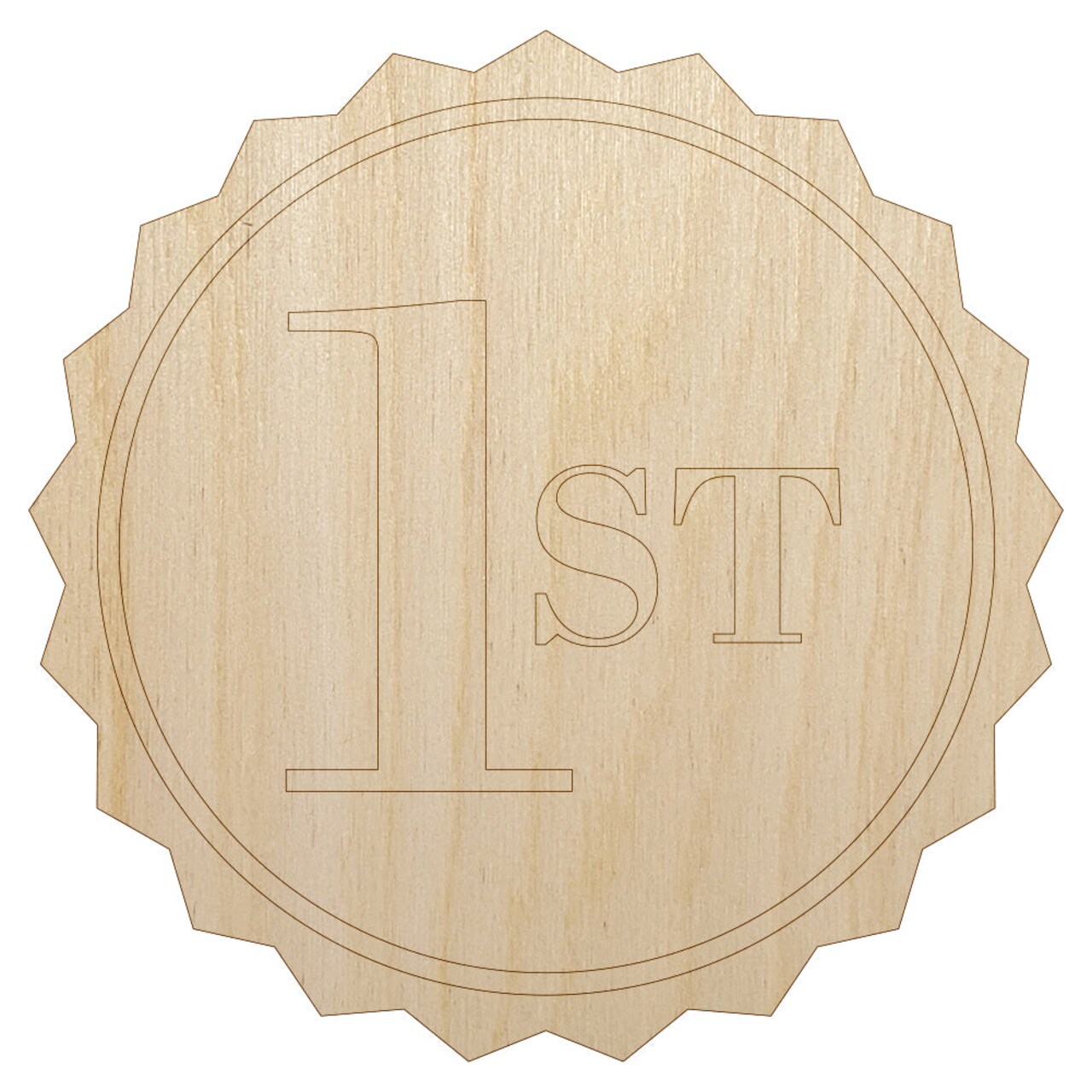 First 1st Place Circle Award Unfinished Wood Shape Piece Cutout for DIY Craft Projects